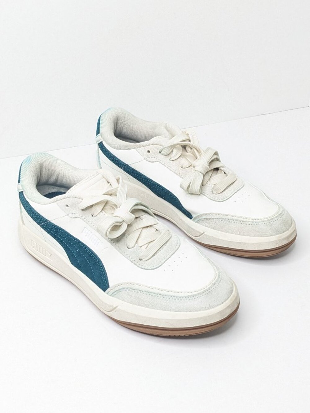 Puma Club Pearl Retro Casual Sneakers White Grey Teal Womens 6